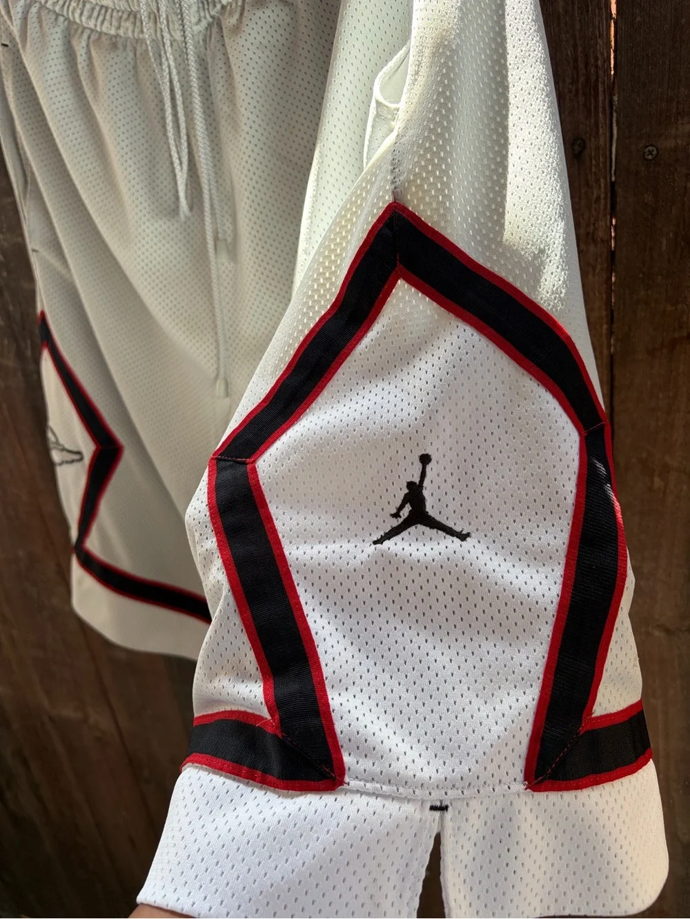 Air Jordan Y2K Men’s Gray Basketball Shorts with Black & Red Trim
